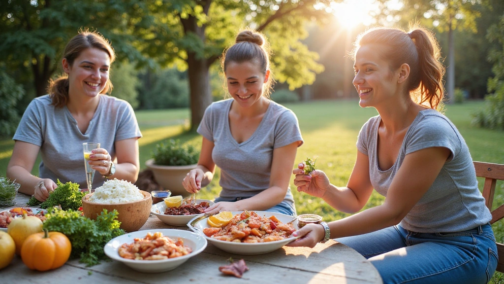 Groupe de personnes souriantes et heureuses participant à une activité de plein air, baignées par une lumière naturelle éclatante, symbolisant le bien-être et la vitalité.