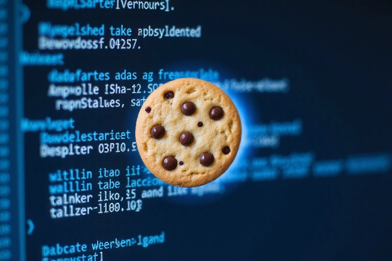 Illustration d'un cookie numérique sur un écran d'ordinateur