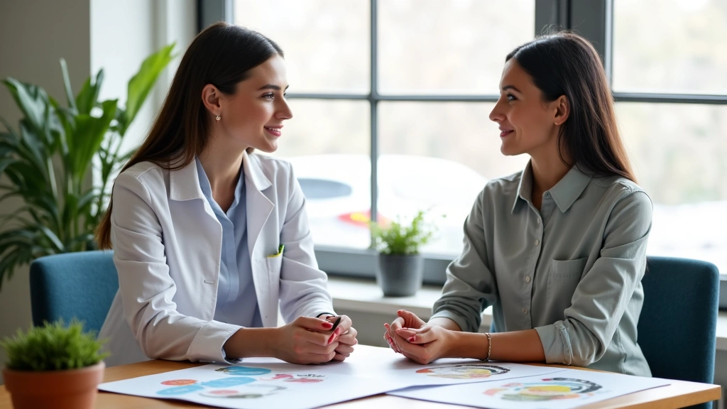 Deux personnes discutant calmement dans un bureau, symbolisant une consultation professionnelle.