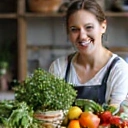 Émilie R. avec des légumes frais